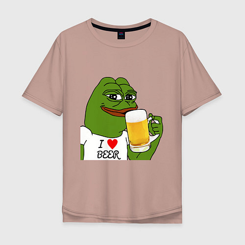Мужская футболка оверсайз Drink Pepe / Пыльно-розовый – фото 1