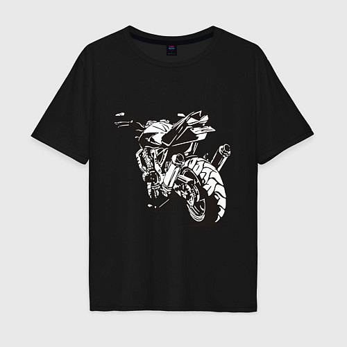 Мужская футболка оверсайз Motorcycle / Черный – фото 1