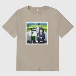 Футболка оверсайз мужская Улыбка Когумы - Super Cub, цвет: миндальный