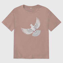 Футболка оверсайз мужская Белый голубь, цвет: пыльно-розовый