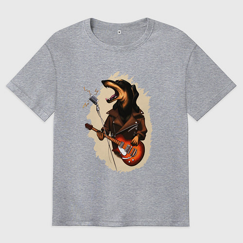 Мужская футболка оверсайз Такса рокер / Меланж – фото 1