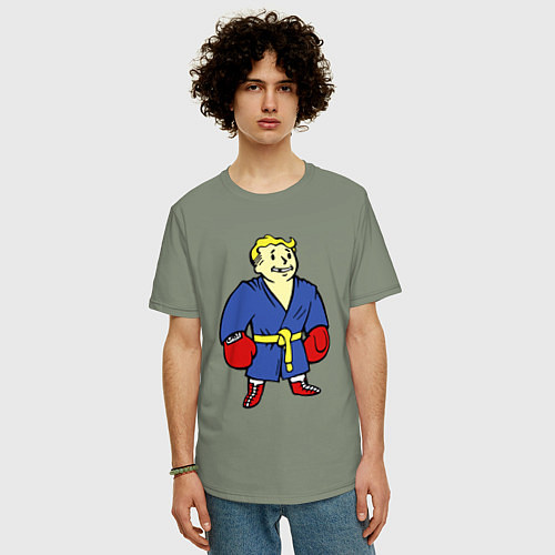 Мужская футболка оверсайз Vault boy - boxer / Авокадо – фото 3
