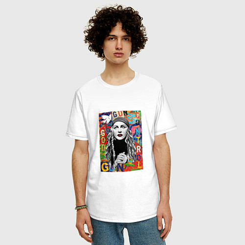 Мужская футболка оверсайз Madonna singer / Белый – фото 3
