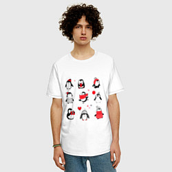 Футболка оверсайз мужская Positive penguins, цвет: белый — фото 2