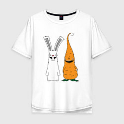 Футболка оверсайз мужская Заяц с морковкой, цвет: белый