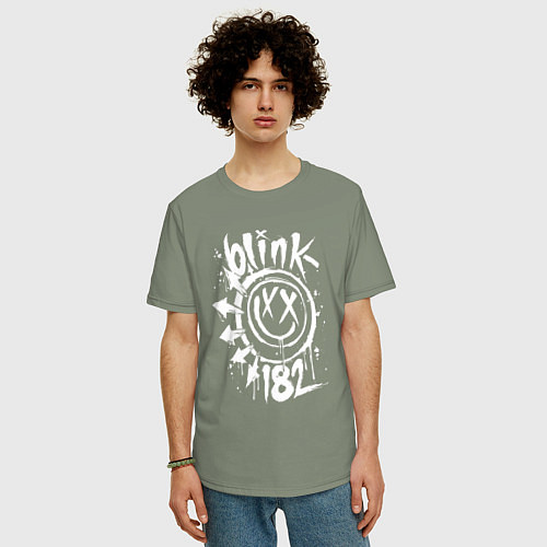 Мужская футболка оверсайз Blink 182 logo / Авокадо – фото 3