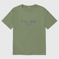 Футболка оверсайз мужская Бокс в сердце, цвет: авокадо