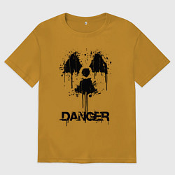 Футболка оверсайз мужская Danger radiation symbol, цвет: горчичный