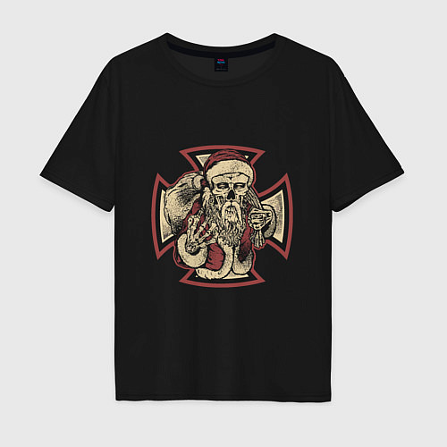 Мужская футболка оверсайз Skeletor Santa / Черный – фото 1