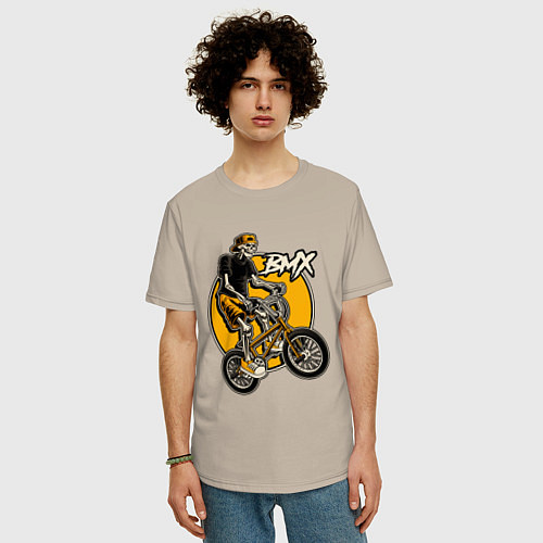 Мужская футболка оверсайз BMX rider / Миндальный – фото 3