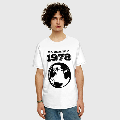 Мужская футболка оверсайз На Земле с 1978 с краской на светлом / Белый – фото 3