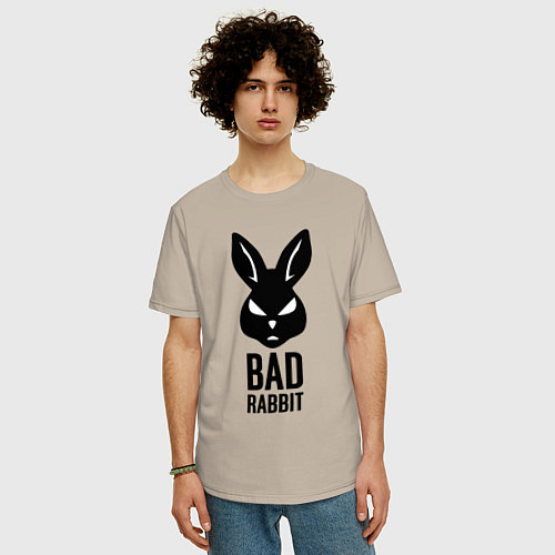 Мужская футболка оверсайз Bad rabbit / Миндальный – фото 3