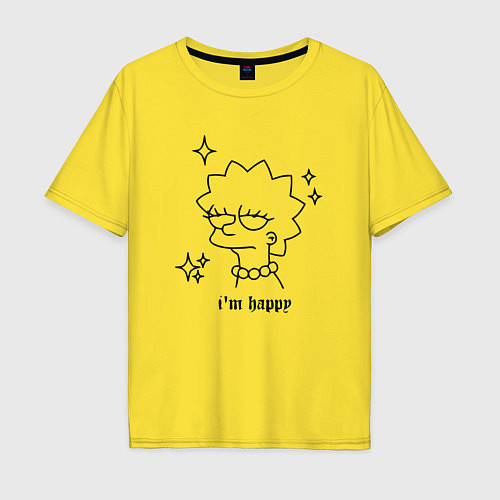 Мужская футболка оверсайз Happy Lisa / Желтый – фото 1