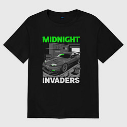 Футболка оверсайз мужская Midnight inviders - Toyota Supra, цвет: черный