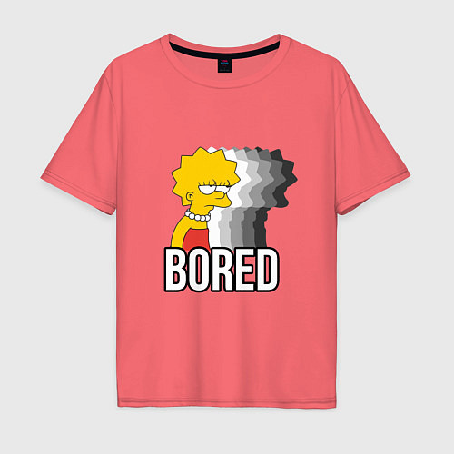 Мужская футболка оверсайз Лиза Симпсон - bored / Коралловый – фото 1