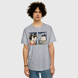 Футболка оверсайз мужская Мем в японском стиле, цвет: меланж — фото 2