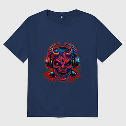 Футболка оверсайз мужская Rock Scull, цвет: тёмно-синий