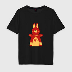 Футболка оверсайз мужская Red bunny, цвет: черный