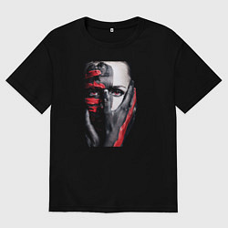 Футболка оверсайз мужская Лицо в стиле, цвет: черный