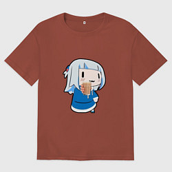 Мужская футболка оверсайз Гура акула протягивает стакан