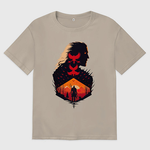 Мужская футболка оверсайз Геральт из Ривии / Миндальный – фото 1