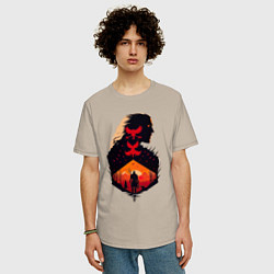 Футболка оверсайз мужская Геральт из Ривии, цвет: миндальный — фото 2