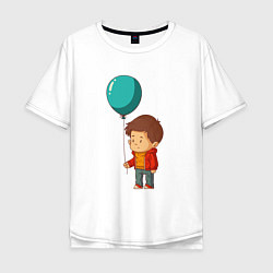 Футболка оверсайз мужская Мальчик с воздушным шариком, цвет: белый