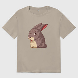 Футболка оверсайз мужская Забавный зайка, цвет: миндальный