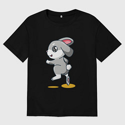 Футболка оверсайз мужская Няшка зайка, цвет: черный