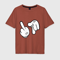 Футболка оверсайз мужская Hands - fuck you, цвет: кирпичный