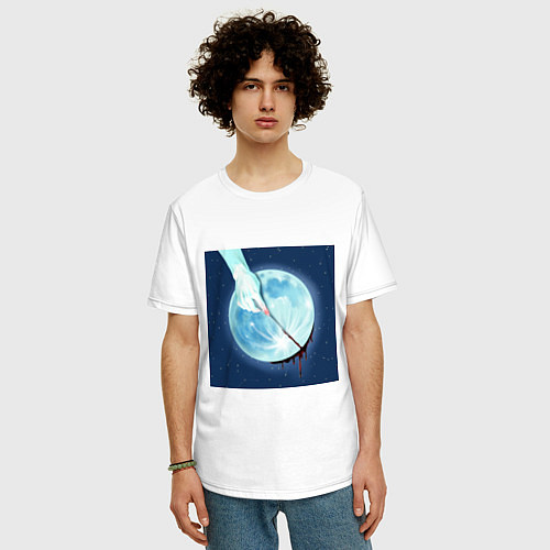 Мужская футболка оверсайз Blood Moon / Белый – фото 3
