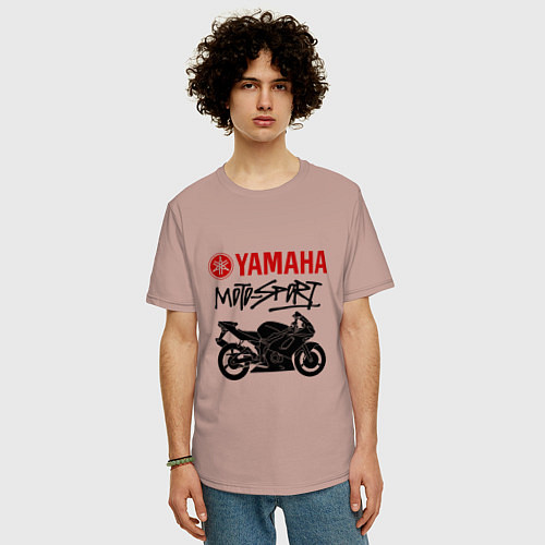 Мужская футболка оверсайз Yamaha - motorsport / Пыльно-розовый – фото 3