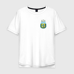 Футболка оверсайз мужская Герб федерации футбола Аргентины, цвет: белый