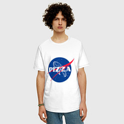 Футболка оверсайз мужская Nasa - pizza, цвет: белый — фото 2