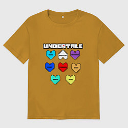 Футболка оверсайз мужская Undertale - души 8 людей, цвет: горчичный