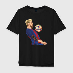 Футболка оверсайз мужская Messi Barcelona, цвет: черный