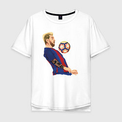 Футболка оверсайз мужская Messi Barcelona, цвет: белый