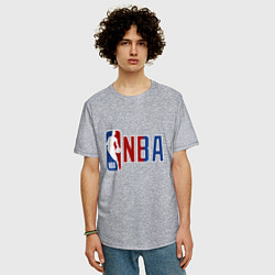 Футболка оверсайз мужская NBA - big logo, цвет: меланж — фото 2