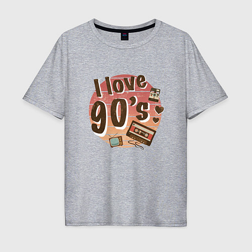 Мужская футболка оверсайз I love 90-s / Меланж – фото 1
