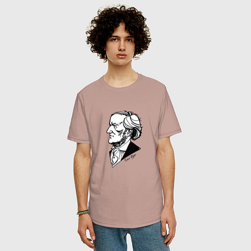Мужская футболка оверсайз Рихард Вагнер / Пыльно-розовый – фото 3