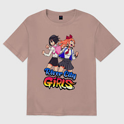 Футболка оверсайз мужская River city girls - fighting, цвет: пыльно-розовый
