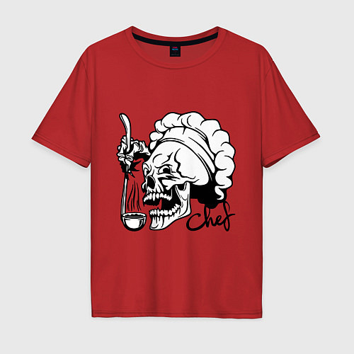 Мужская футболка оверсайз Chef skull / Красный – фото 1