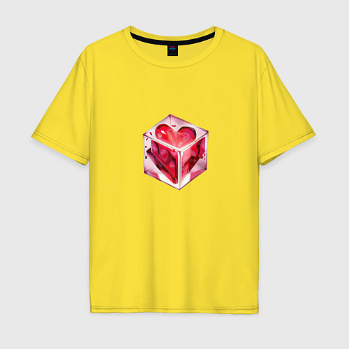 Мужская футболка оверсайз Сердце в кубе / Желтый – фото 1