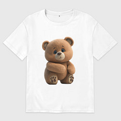 Футболка оверсайз мужская Большой плюшевый мишка, цвет: белый