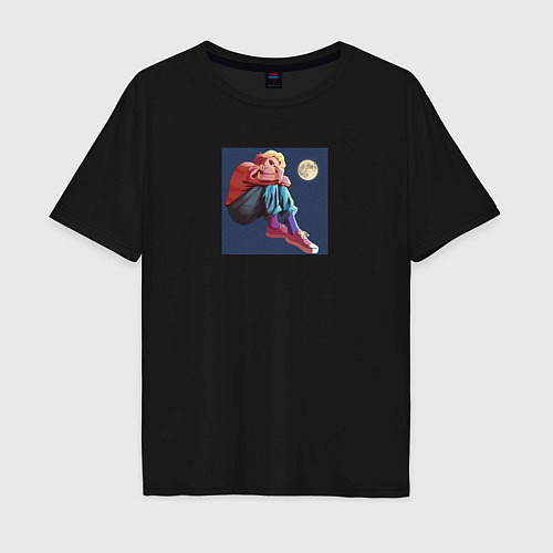 Мужская футболка оверсайз Энид и луна - Уэнсдэй арт / Черный – фото 1