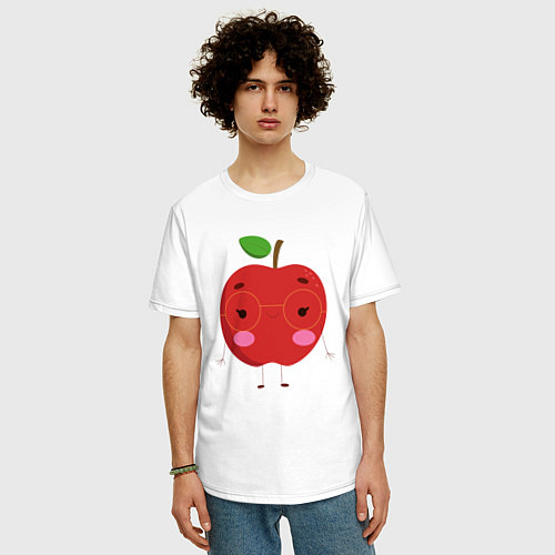 Мужская футболка оверсайз Просто яблоко / Белый – фото 3