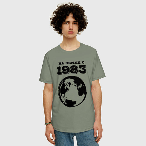 Мужская футболка оверсайз На Земле с 1983 с краской на светлом / Авокадо – фото 3