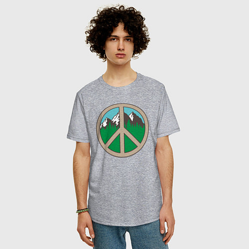 Мужская футболка оверсайз Peace nature / Меланж – фото 3