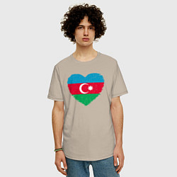 Футболка оверсайз мужская Сердце Азербайджана, цвет: миндальный — фото 2
