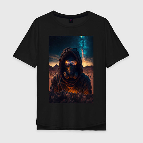 Мужская футболка оверсайз Пусстынный странник / Черный – фото 1